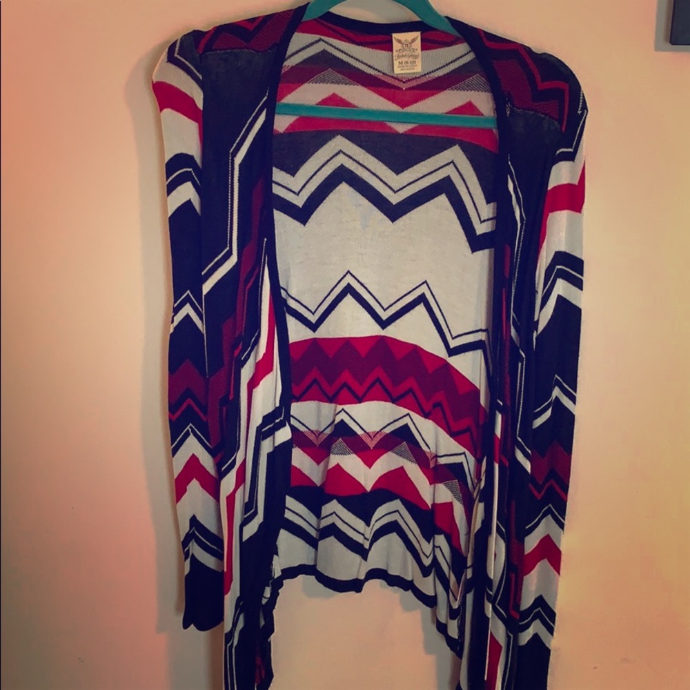 Red white black cardigan
